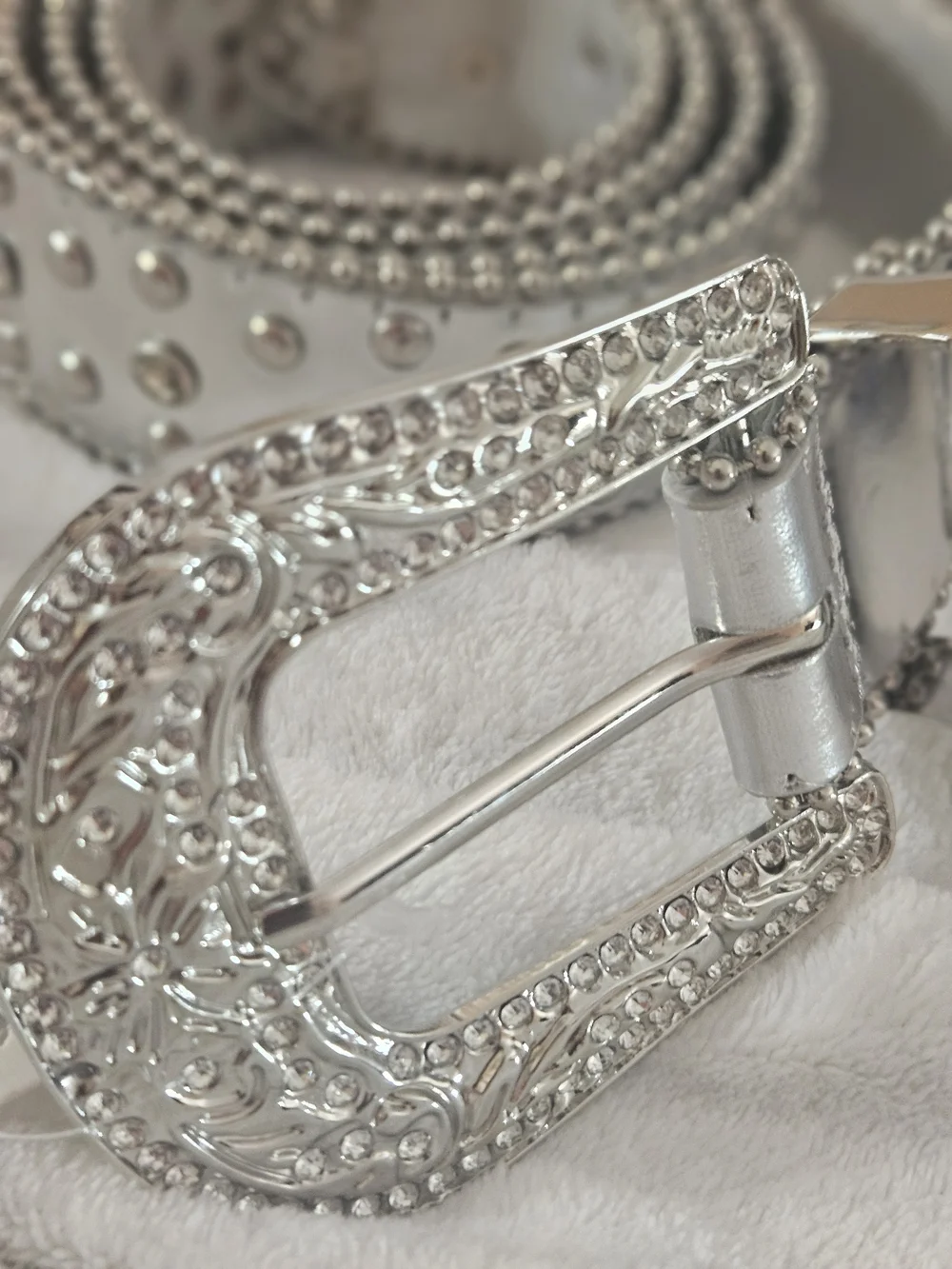 💞❣️Womens Glamarous Rodeo Buckle Belt - Bling/Silver - Size Plus - NWT💞❣️